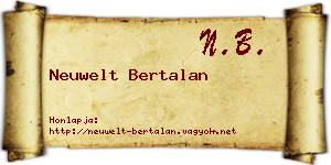 Neuwelt Bertalan névjegykártya